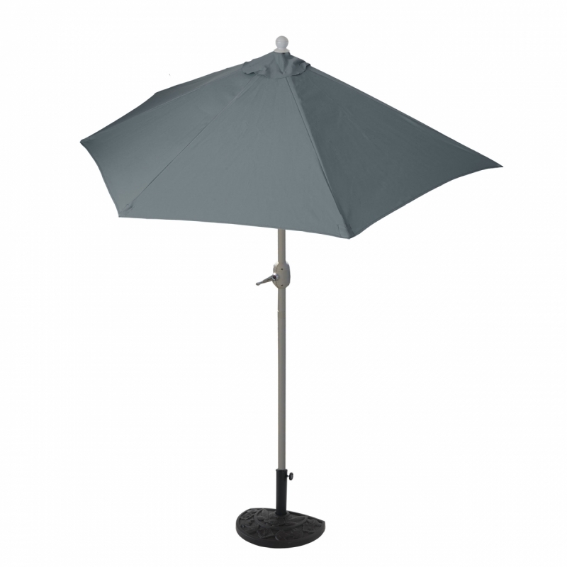 Slnečník polkruh Parla - polyester/hliník - 270cm antracit so stojanom