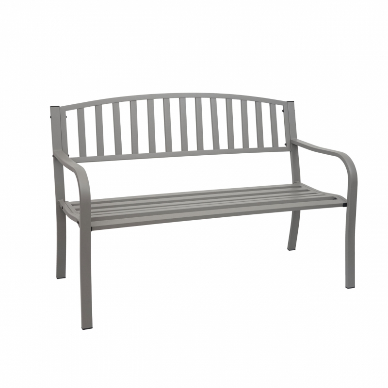 Záhradná lavička F43 2-miestna - práškovaná oceľ, 128 cm - Sivá