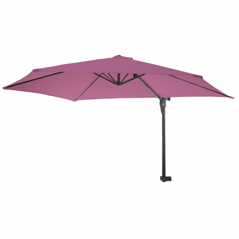 Nástenný slnečník Casoria 3 m polyester hliník/oceľ - levanduľovo-červená