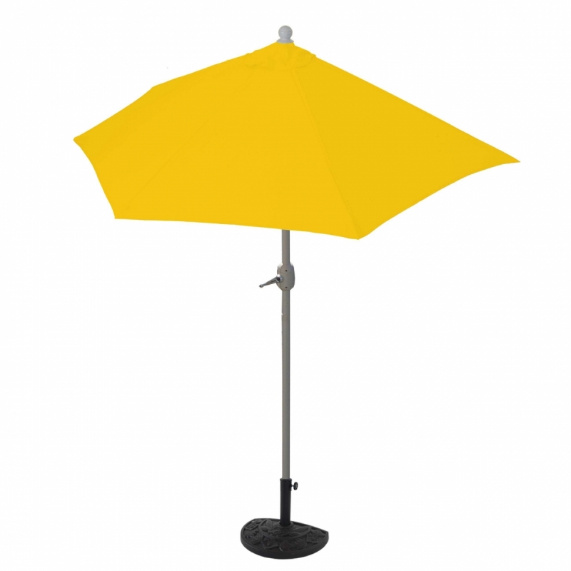 Slnečník polkruh Parla - polyester/hliník - 270cm žltá so stojanom
