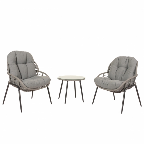Súprava 2 kresielok a stolíka HWC-N33 - sivá, čalúnenie tmavosivá