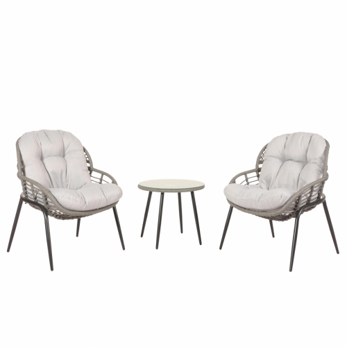 Súprava 2 kresielok a stolíka HWC-N33 - sivá, čalúnenie svetlosivá