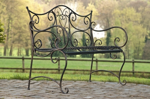 Rustikálna kovová lavička Tar - Bronzová