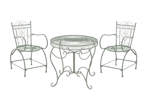 Súprava kovových stoličiek a stola Sheela (SET 2+1) - Zelená antik