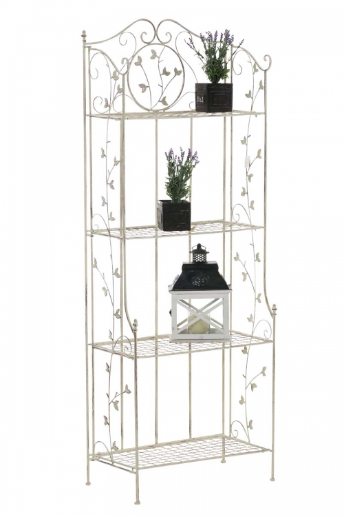 Kovová polica regál Aria - Krémová antik