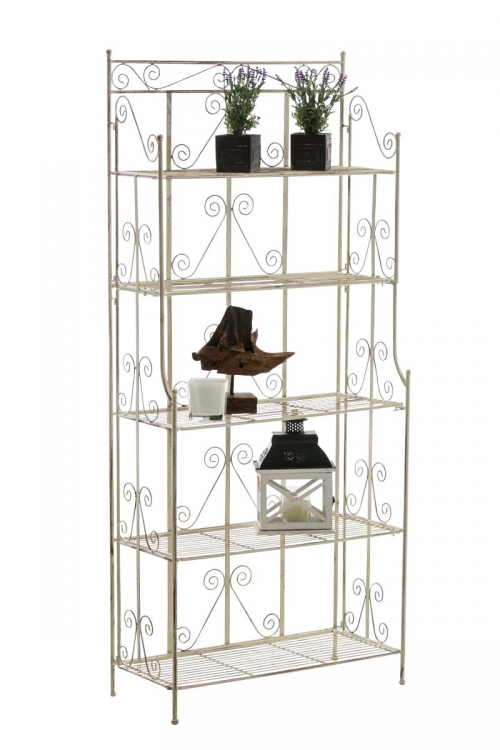 Kovová polica regál Caria - Krémová antik