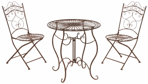 Súprava kovových stoličiek a stola G11784335 (SET 2+1)  - Hnedá antik