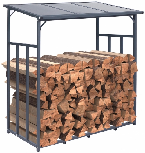 Prístrešok na palivové drevo Ruston XXL ~ 185x70x185 cm, kov antracit