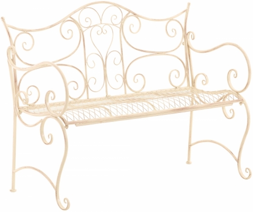 Rustikálna kovová lavička Tar - Krémová antik