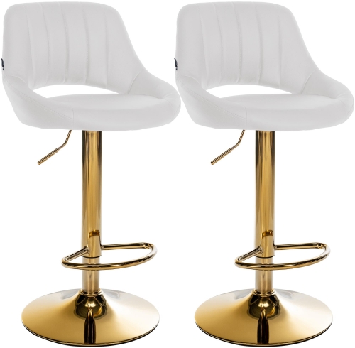 Sada 2 ks barovej stoličky Milet koženka G - zlatá podnož - biela