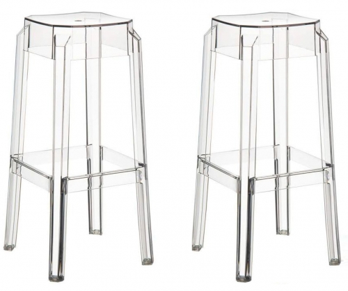 Plastová barová stolička FOX (SET 2 ks) - Transparentná