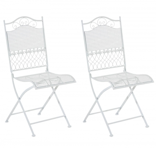 Kovová skladacia stolička Kiran (SET 2 ks) - Biela