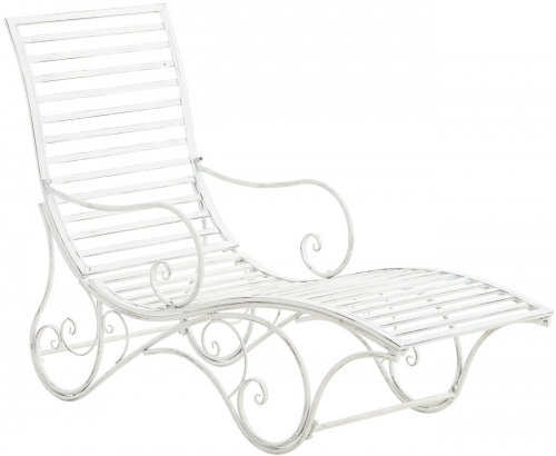 Kovová záhradné lehátko Amiens - Biela antik