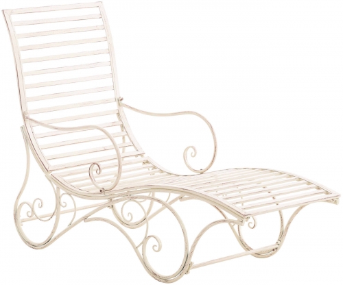 Kovová záhradné lehátko Amiens - Krémová antik