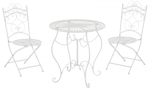 Súprava kovových stoličiek a stola Indra (SET 2+1) - Biela