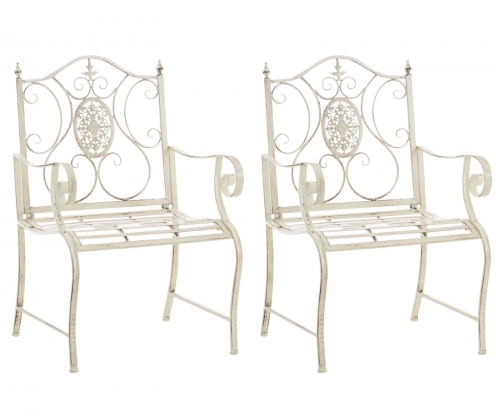 Kovová stolička Punjab s područkami (SET 2 ks) - Krémová antik