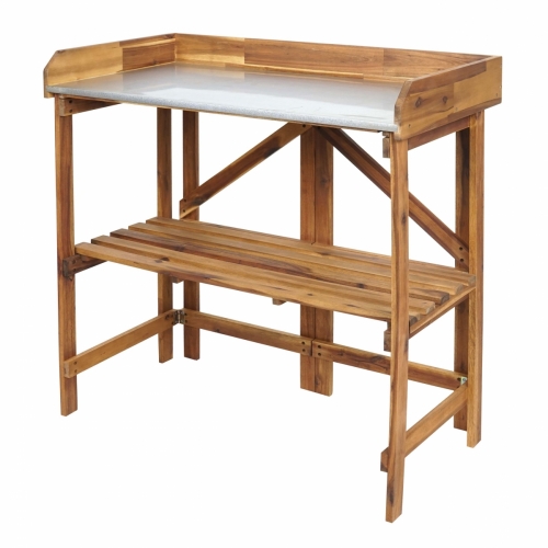 Stôl na rastliny HWC-L18, akáciové drevo - hnedá