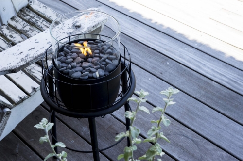 Plynový lampáš COSI Basket HIGH s podstavcom, čierny ~ Ø21 x výška 77 cm