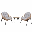 Súprava 2 kresielok a stolíka HWC-N33 - prírodná farba, čalúnenie svetlosivá