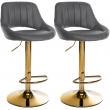 Sada 2 ks barovej stoličky Milet koženka G - zlatá podnož - sivá