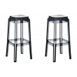 Plastová barová stolička FOX (SET 2 ks) - Čierna transparent