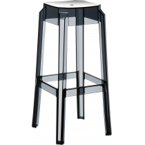 Plastová barová stolička FOX - Čierna transparent