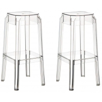 Plastová barová stolička FOX (SET 2 ks) - Transparentná
