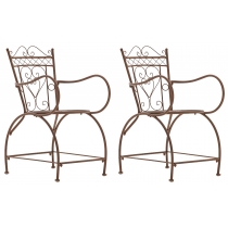 Kovová stolička Sheela s područkami (SET 2 ks) - Hnedá antik
