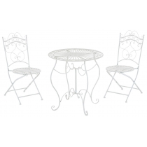 Súprava kovových stoličiek a stola Indra (SET 2+1) - Biela