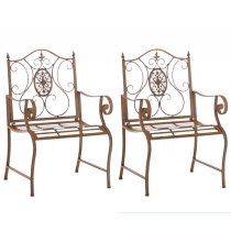 Kovová stolička Punjab s područkami (SET 2 ks) - Hnedá antik