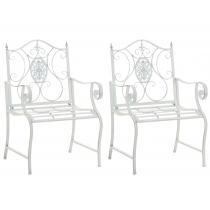 Kovová stolička Punjab s područkami (SET 2 ks) - Biela antik