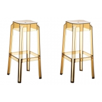 Plastová barová stolička FOX (SET 2 ks) - Hnedá transparent