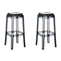 Plastová barová stolička FOX (SET 2 ks) - Čierna transparent