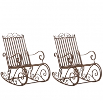 Kovové hojdacie kreslo Smile (SET 2 ks) - Hnedá antik