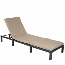 Záhradné lehátko HWC-A51 - polyratan, krémové vankúše basic 5cm - antracit