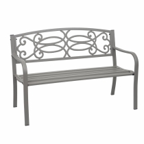 Záhradná lavička HWC-F44, 2-miestna oceľ s práškovým nástrekom - sivá